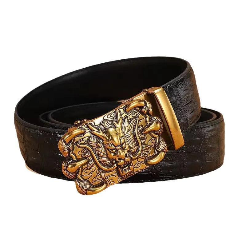 Cinturón Caballero Legendario – Hebilla Automática con Diseño Dragón