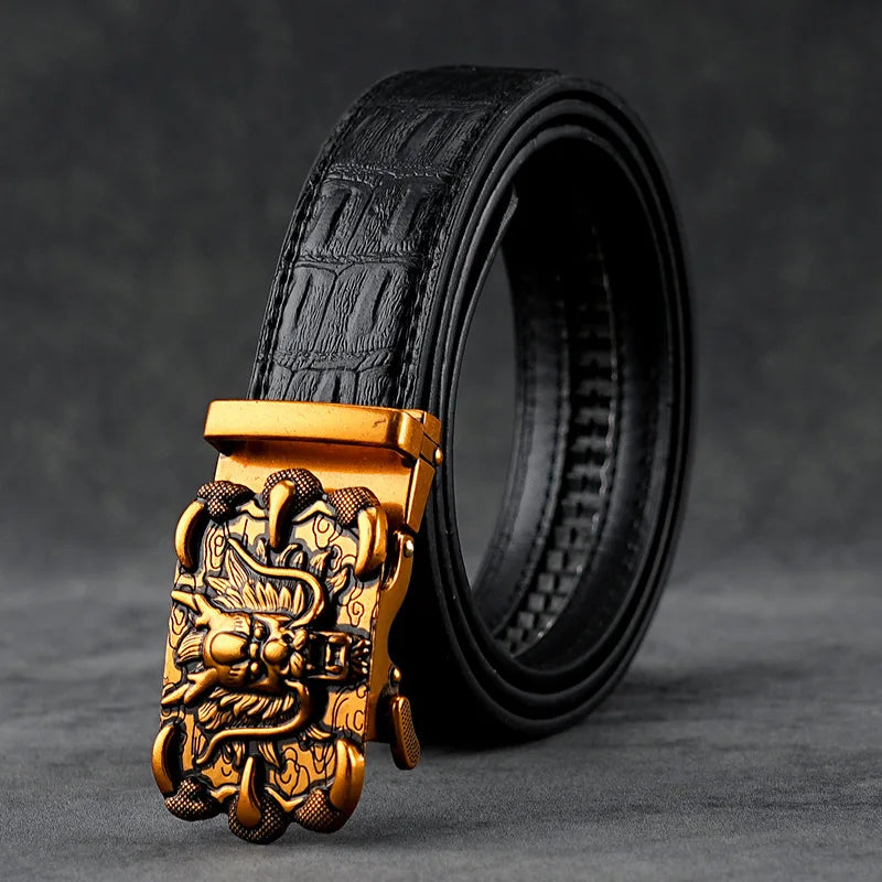 Cinturón Caballero Legendario – Hebilla Automática con Diseño Dragón