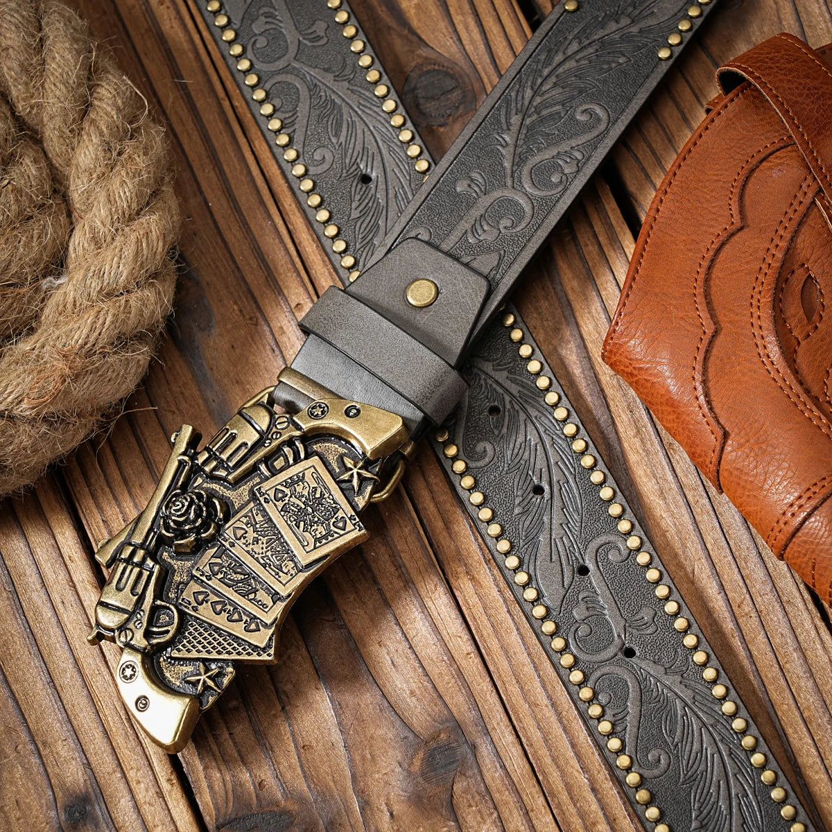 Cinturón Vaquero Retro de Cuero | Estilo Cowboy Western con Hebilla Metálica