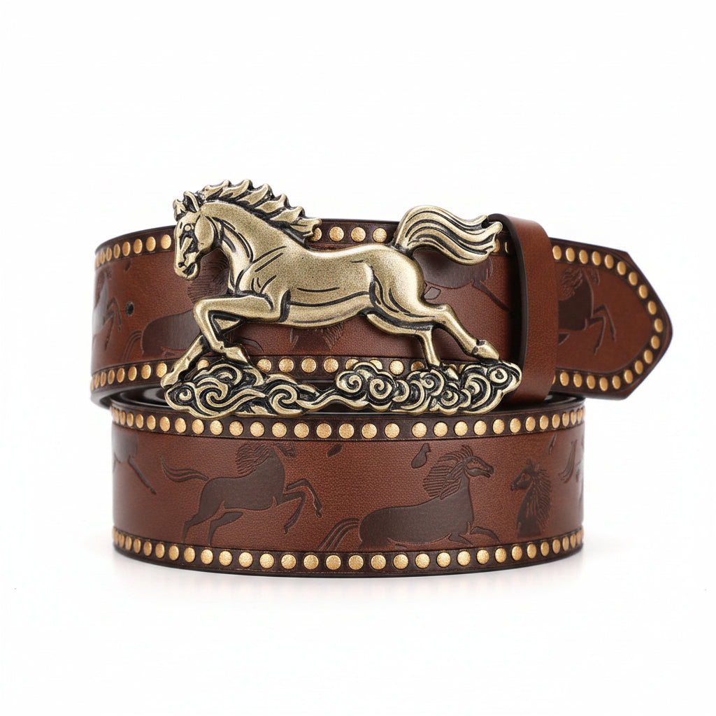 Cinturón Western Hebilla Caballo Retro de PU