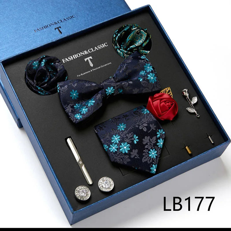Set de Corbata Floral de Lujo para Caballero – 4 Piezas