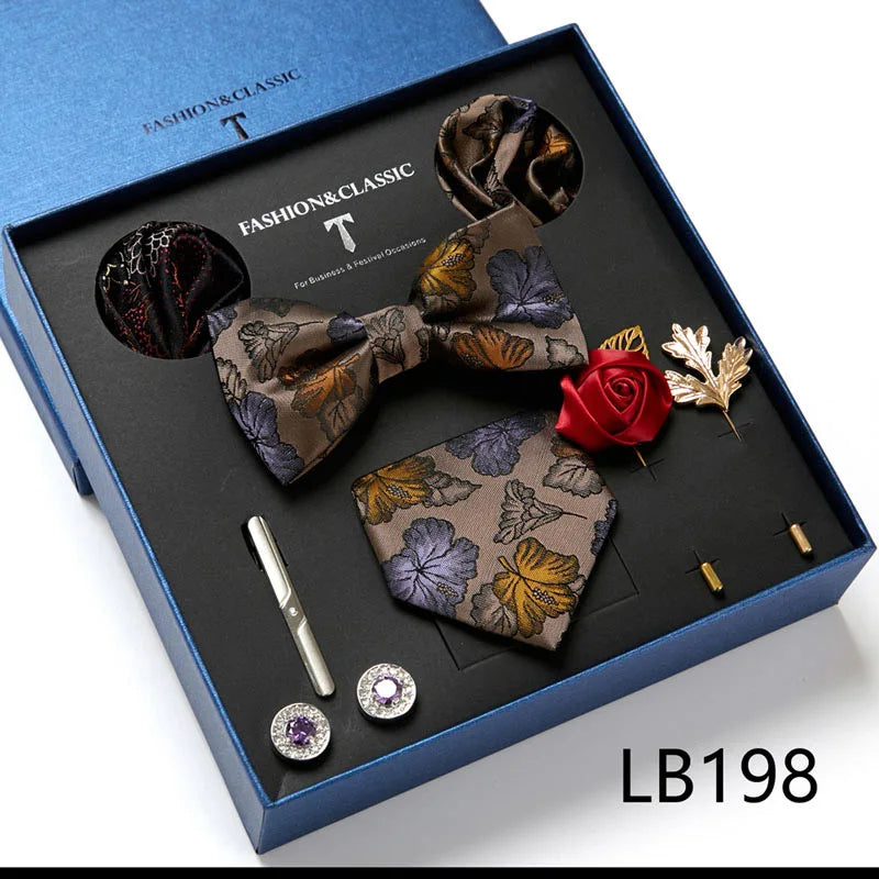 Set de Corbata Floral de Lujo para Caballero – 4 Piezas