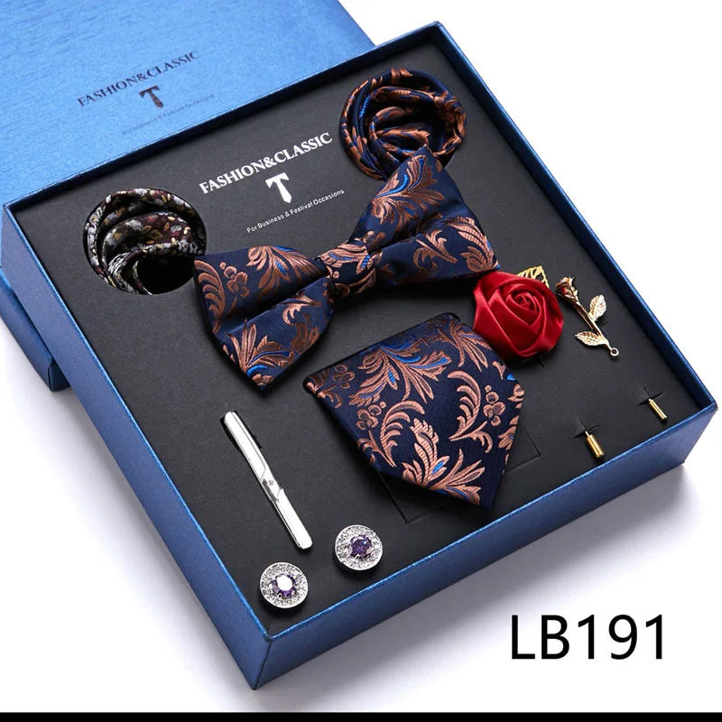 Set de Corbata Floral de Lujo para Caballero – 4 Piezas