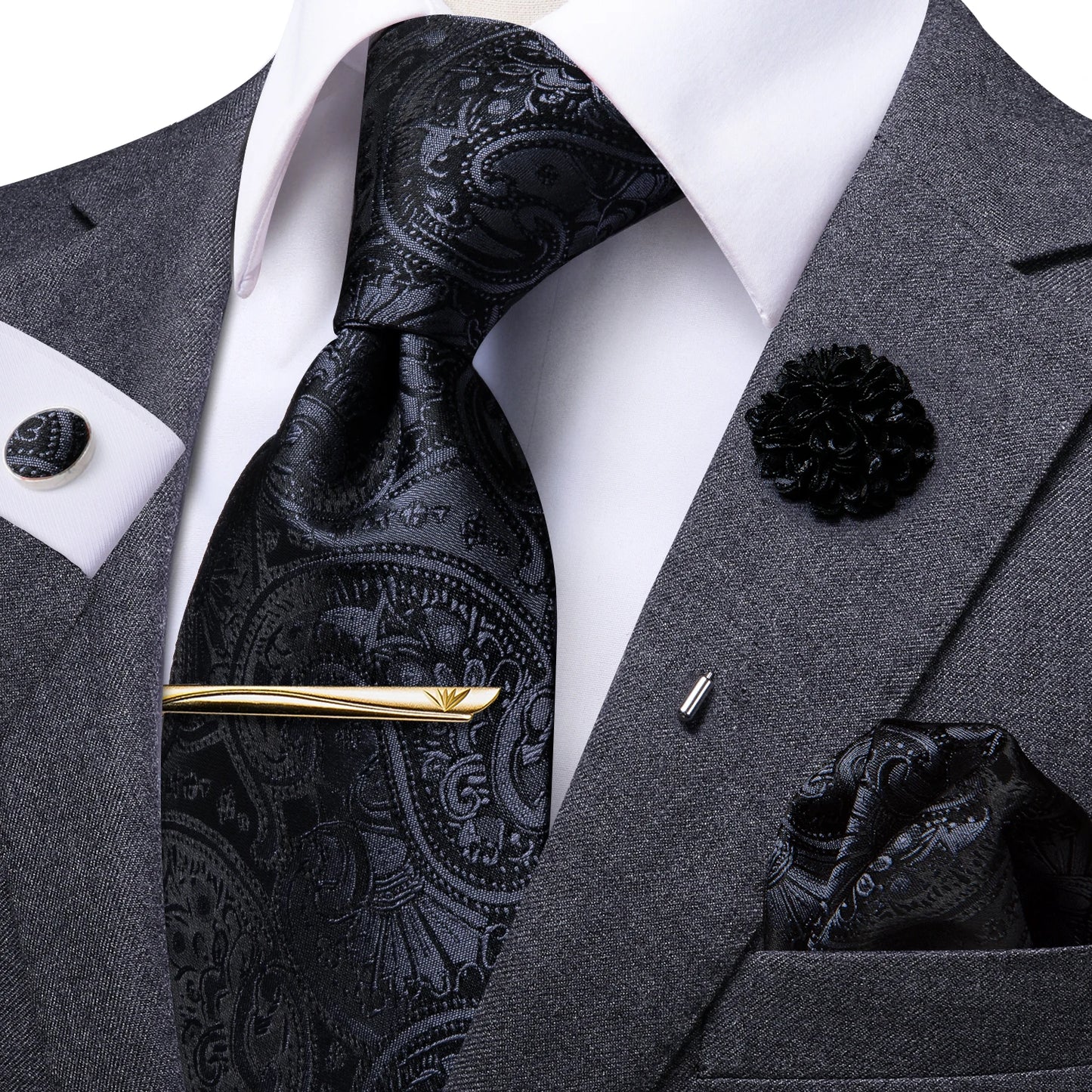 Set de Corbata "Oro del Imperio" Paisley para Caballero – 6 Piezas