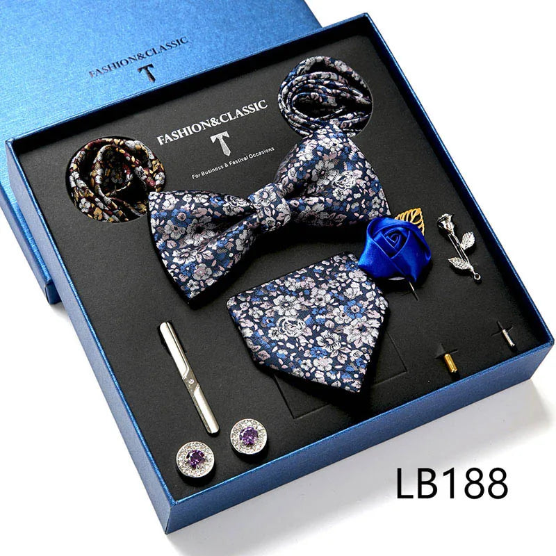 Set de Corbata Floral de Lujo para Caballero – 4 Piezas