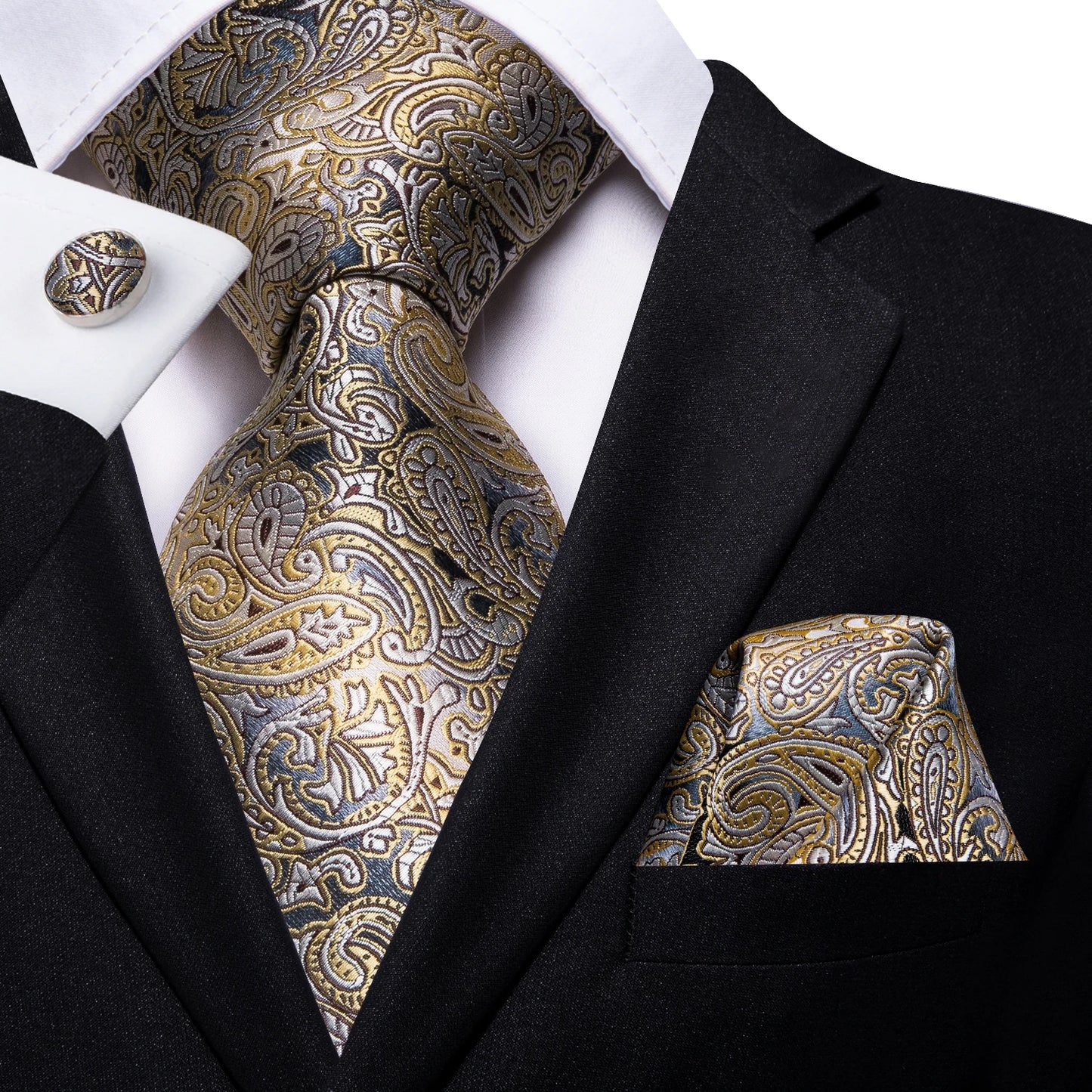 Set de Corbata "Oro del Imperio" Paisley para Caballero – 6 Piezas
