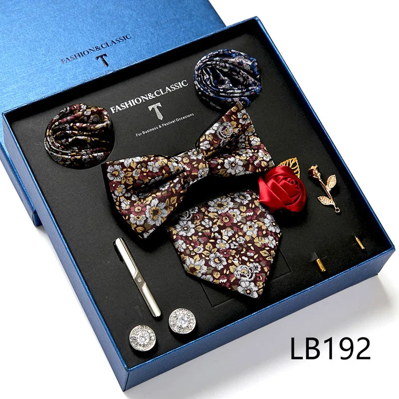 Set de Corbata Floral de Lujo para Caballero – 4 Piezas