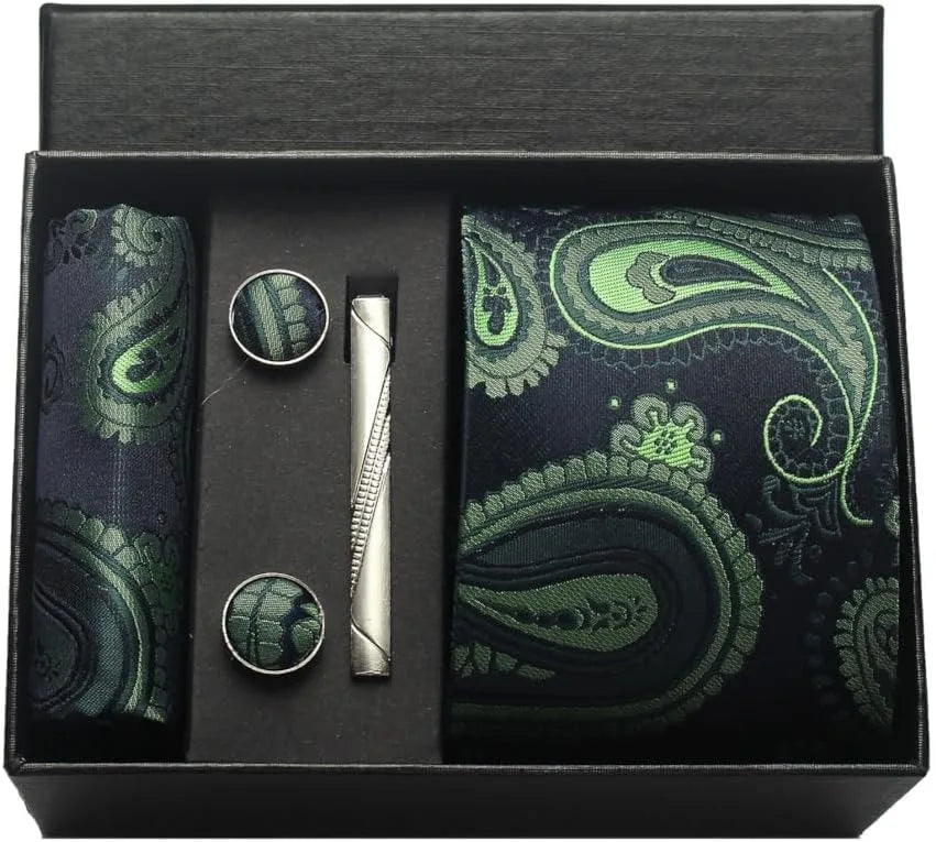 Set de Corbata Nobleza Real Paisley de Seda para Caballero – 5 Piezas