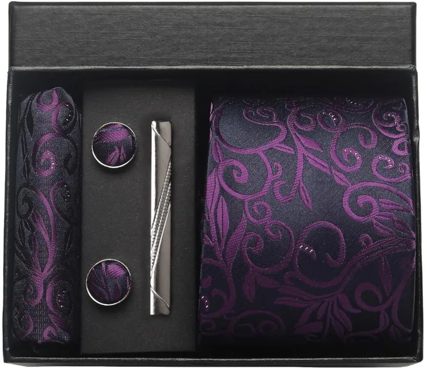 Set de Corbata Nobleza Real Paisley de Seda para Caballero – 5 Piezas