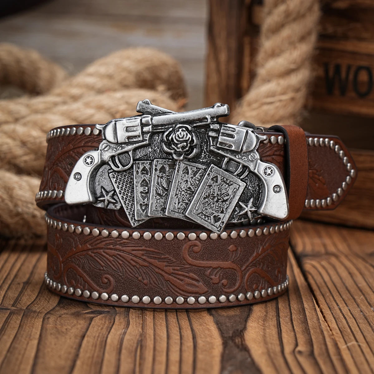 Cinturón Vaquero Retro de Cuero | Estilo Cowboy Western con Hebilla Metálica