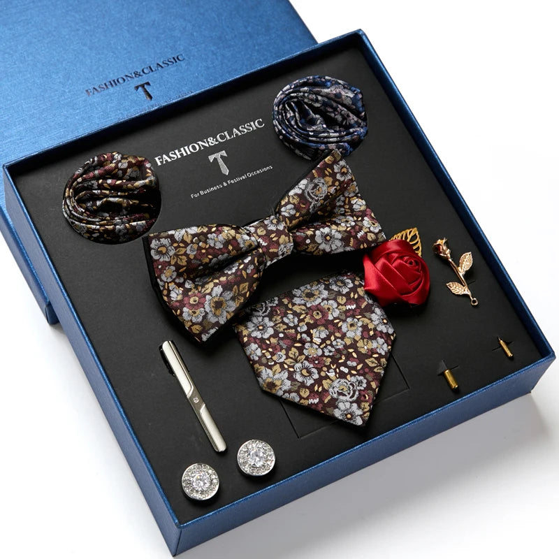 Set de Corbata Floral de Lujo para Caballero – 4 Piezas