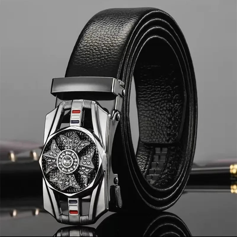 Cinturón Caballero Imperial – Hebilla Automática con Detalles Brillantes