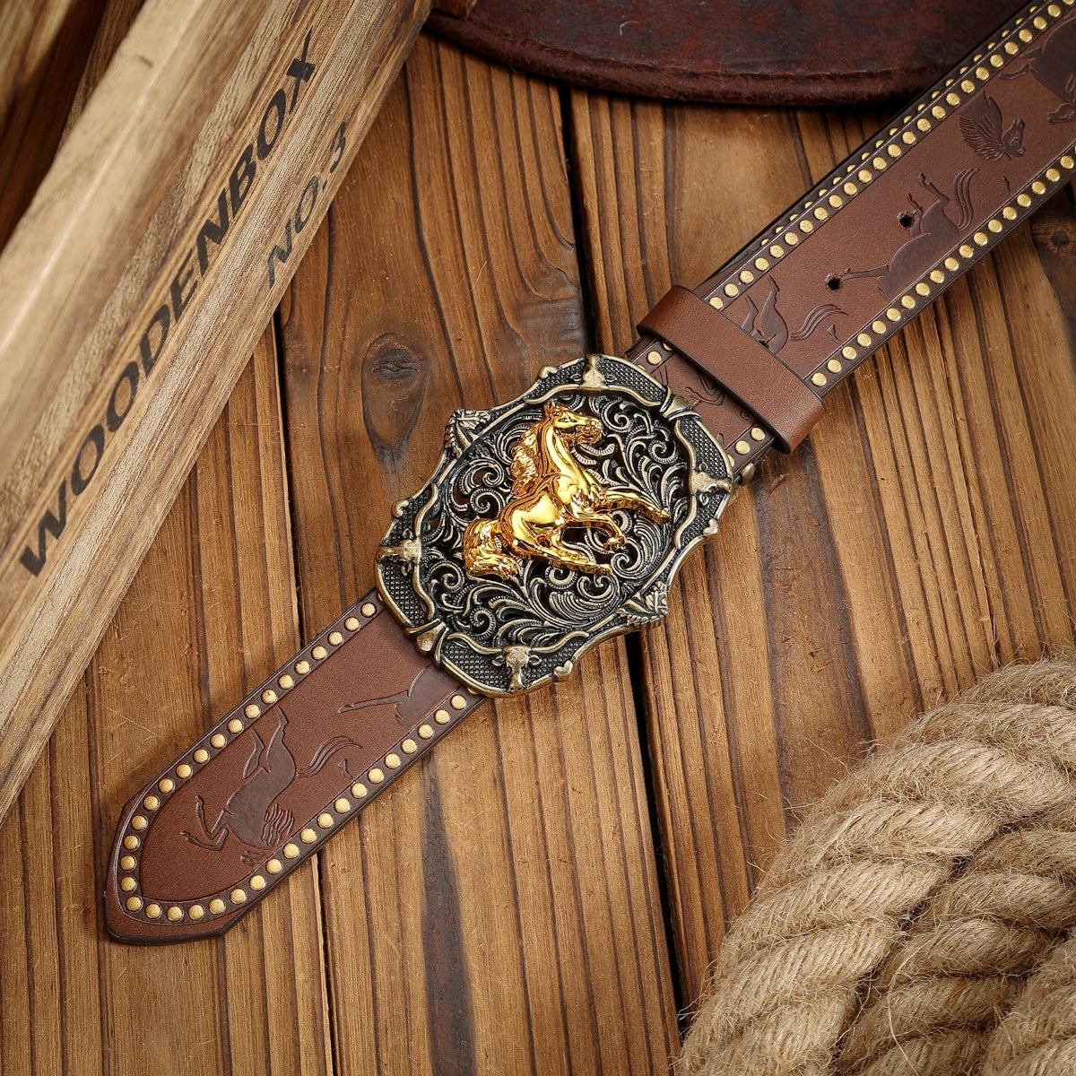 Cinturón Cowboy Frontier con Hebilla Vintage | Estilo Western de Carácter