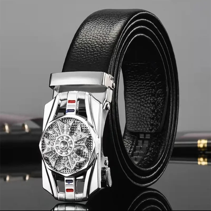 Cinturón Caballero Imperial – Hebilla Automática con Detalles Brillantes
