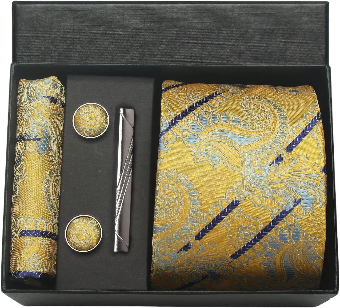 Set de Corbata Nobleza Real Paisley de Seda para Caballero – 5 Piezas