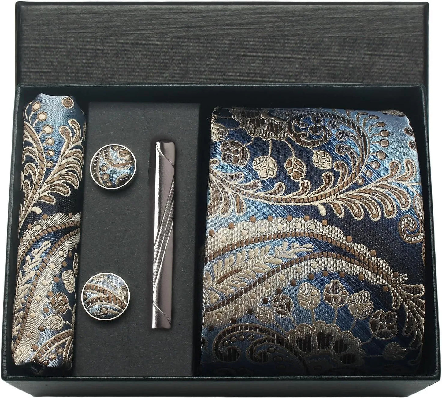 Set de Corbata Nobleza Real Paisley de Seda para Caballero – 5 Piezas