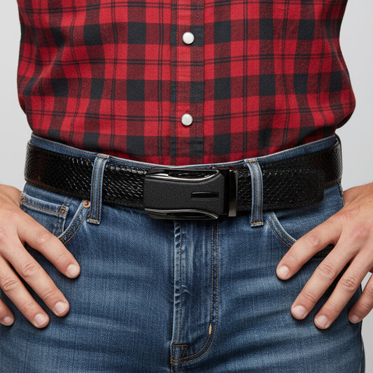 Cinturón Caballero Supremo – Cuero Genuino con Hebilla Automática