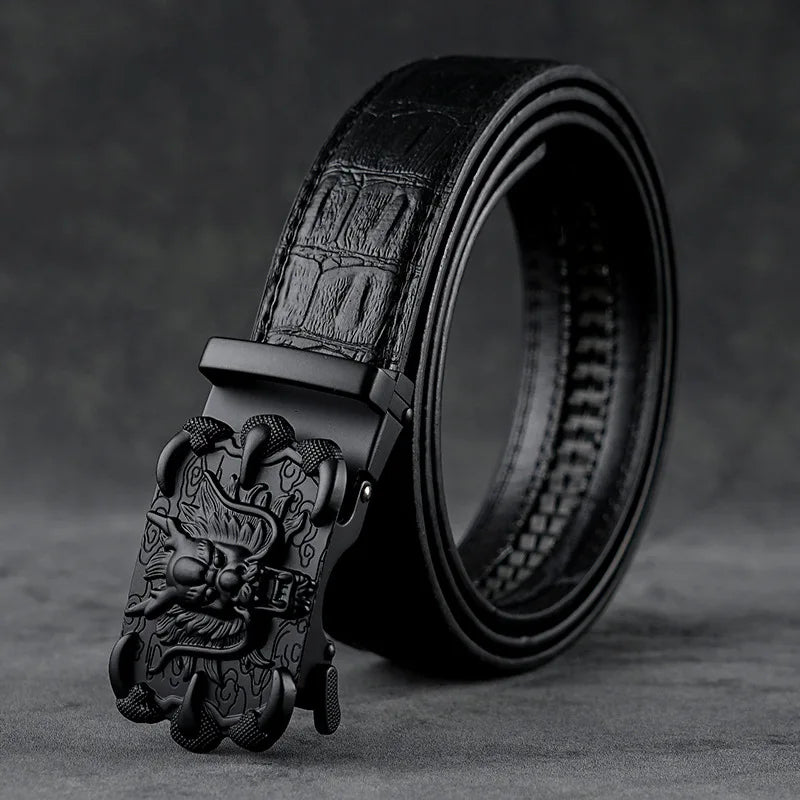 Cinturón Caballero Legendario – Hebilla Automática con Diseño Dragón