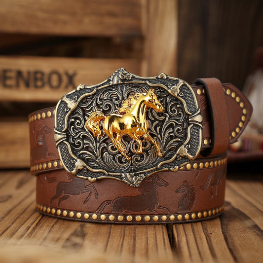 Cinturón Cowboy Frontier con Hebilla Vintage | Estilo Western de Carácter