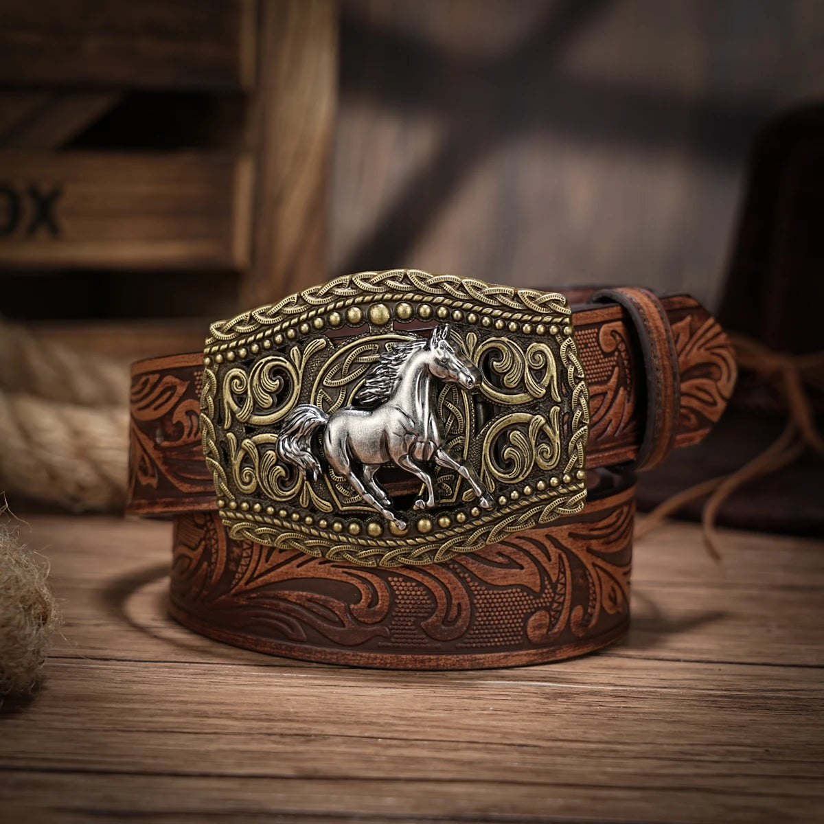 Cinturón Vaquero Retro de Cuero con Hebilla Metálica | Estilo Cowboy Western