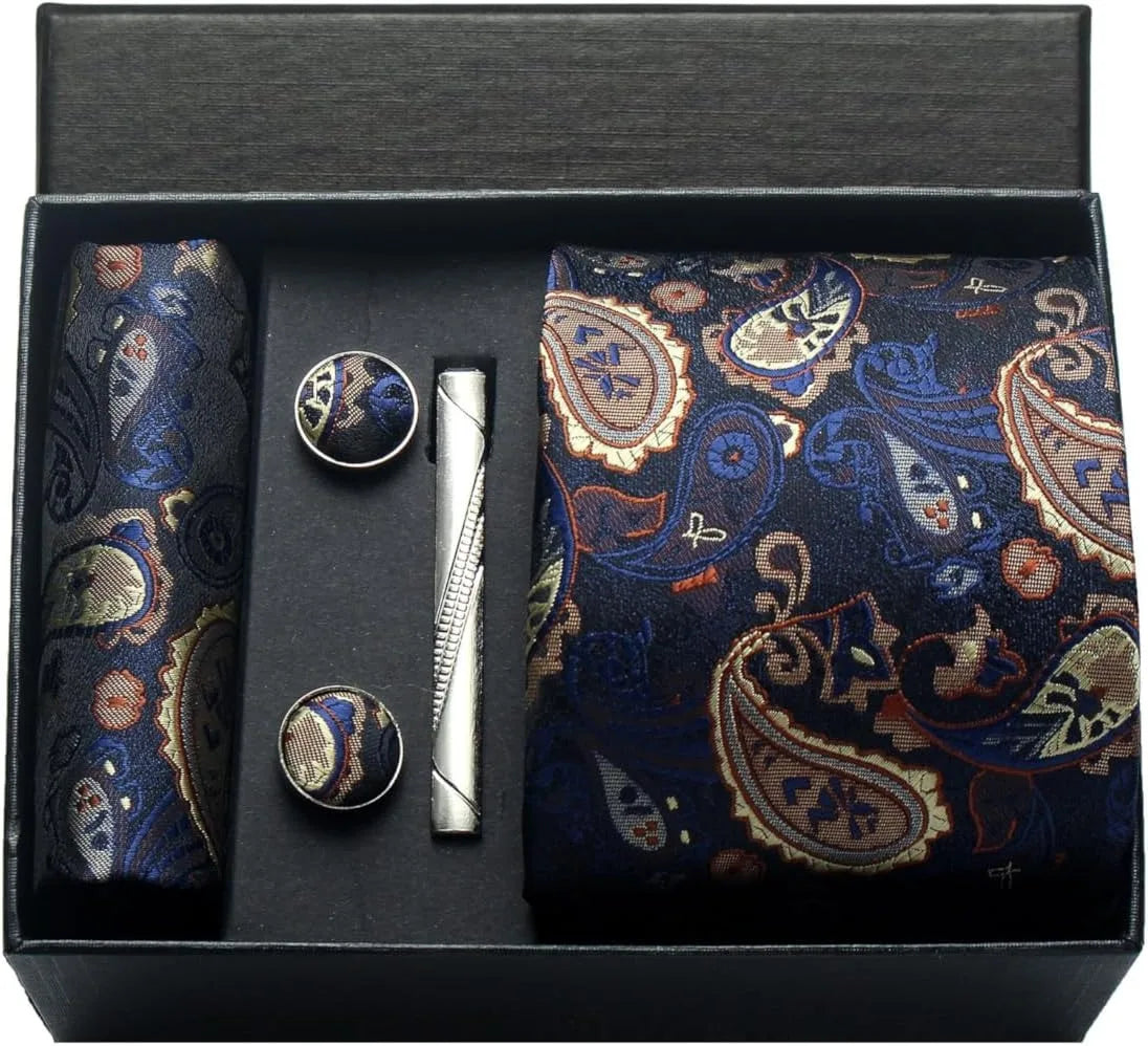 Set de Corbata Nobleza Real Paisley de Seda para Caballero – 5 Piezas