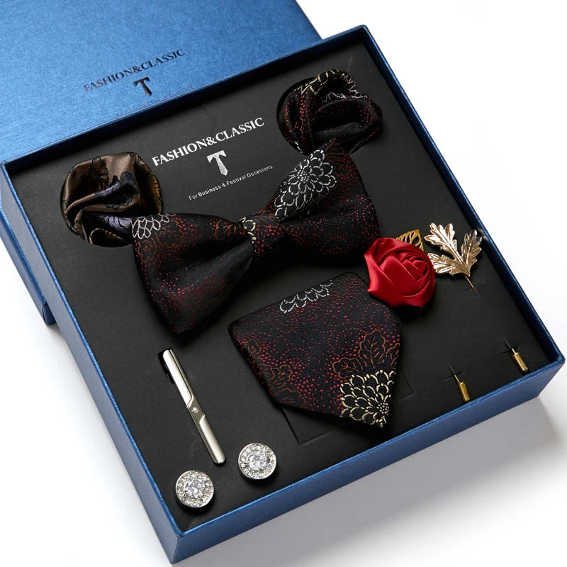 Set de Corbata Floral de Lujo para Caballero – 4 Piezas