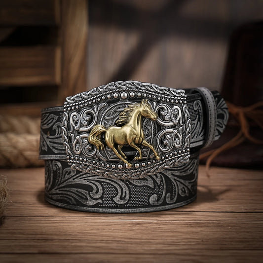 Cinturón Vaquero Retro de Cuero con Hebilla Metálica | Estilo Cowboy Western