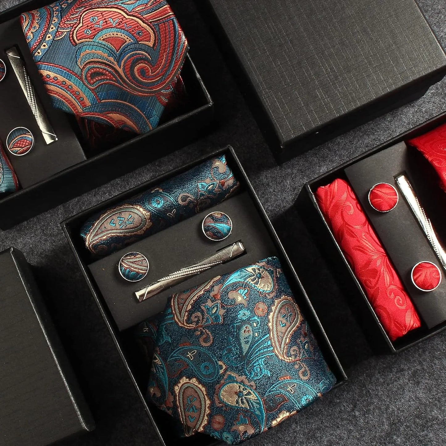 Set de Corbata Nobleza Real Paisley de Seda para Caballero – 5 Piezas