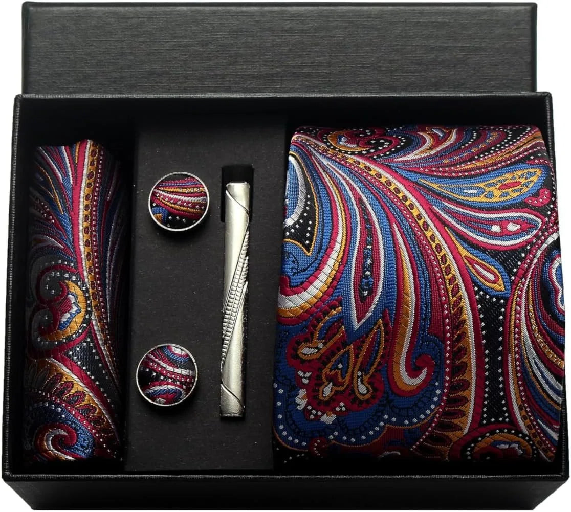 Set de Corbata Nobleza Real Paisley de Seda para Caballero – 5 Piezas