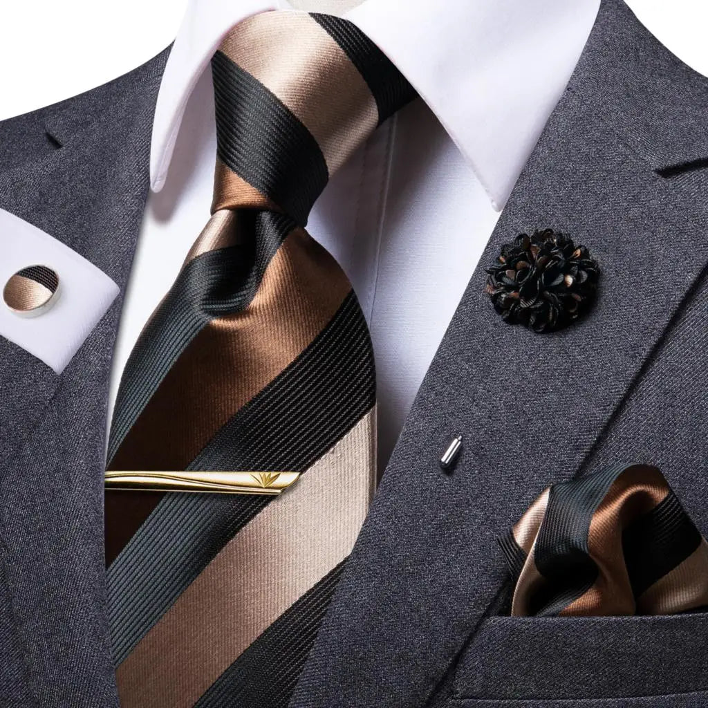 Set de Corbata "Oro del Imperio" Paisley para Caballero – 6 Piezas