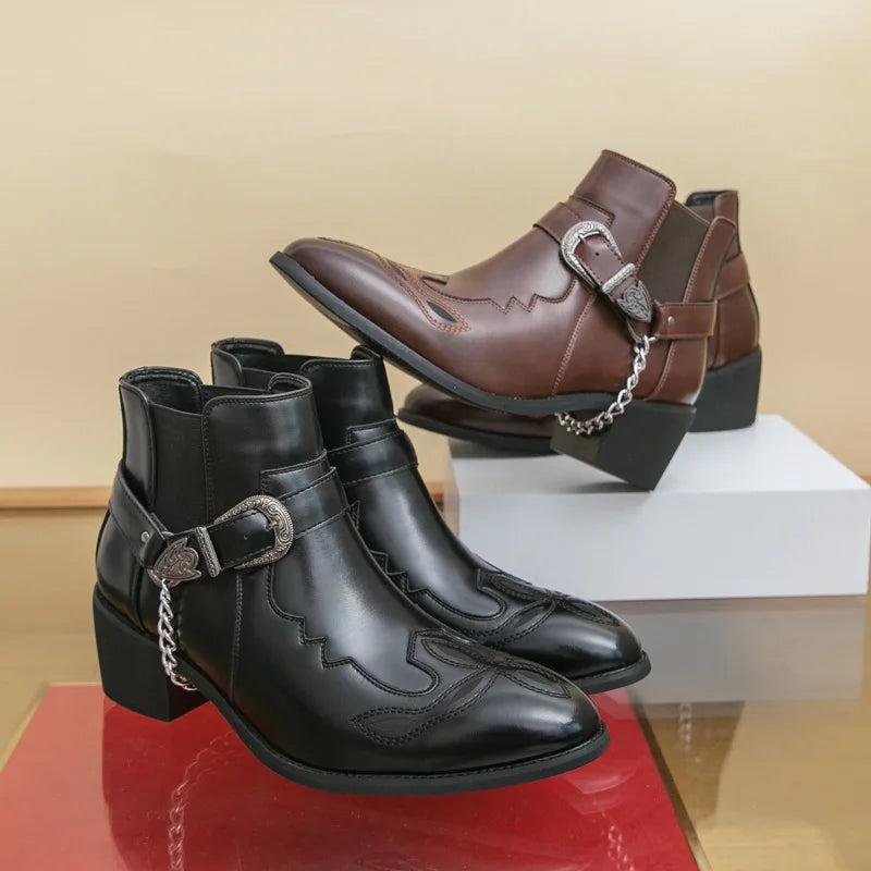 Botas Western de Tobillo con Punta Afilada