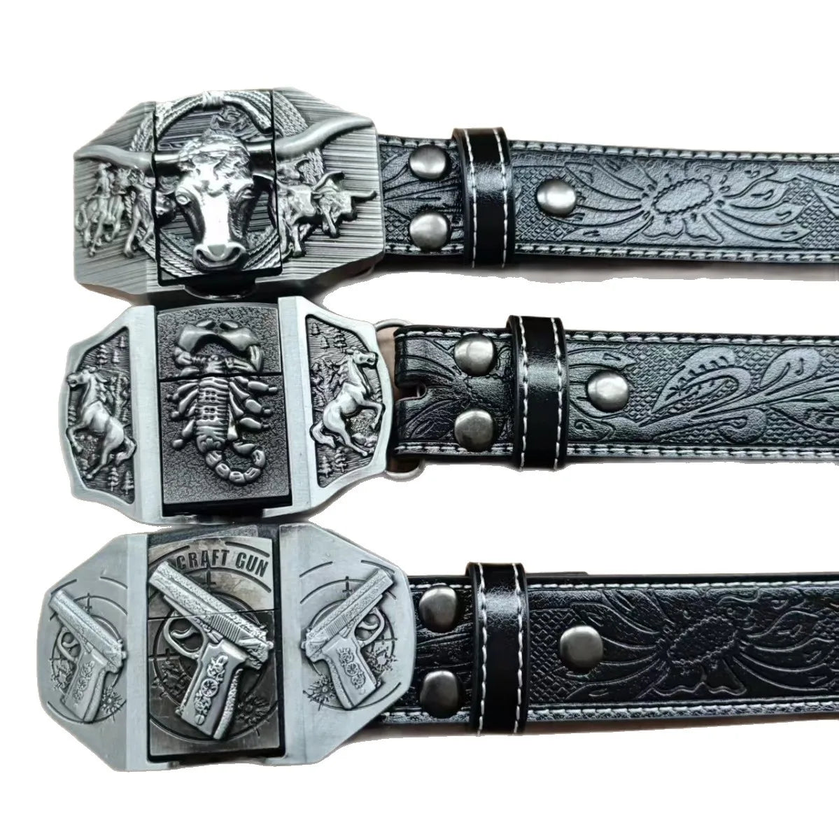Cinturón Western Punk Rock con Hebilla Decorativa