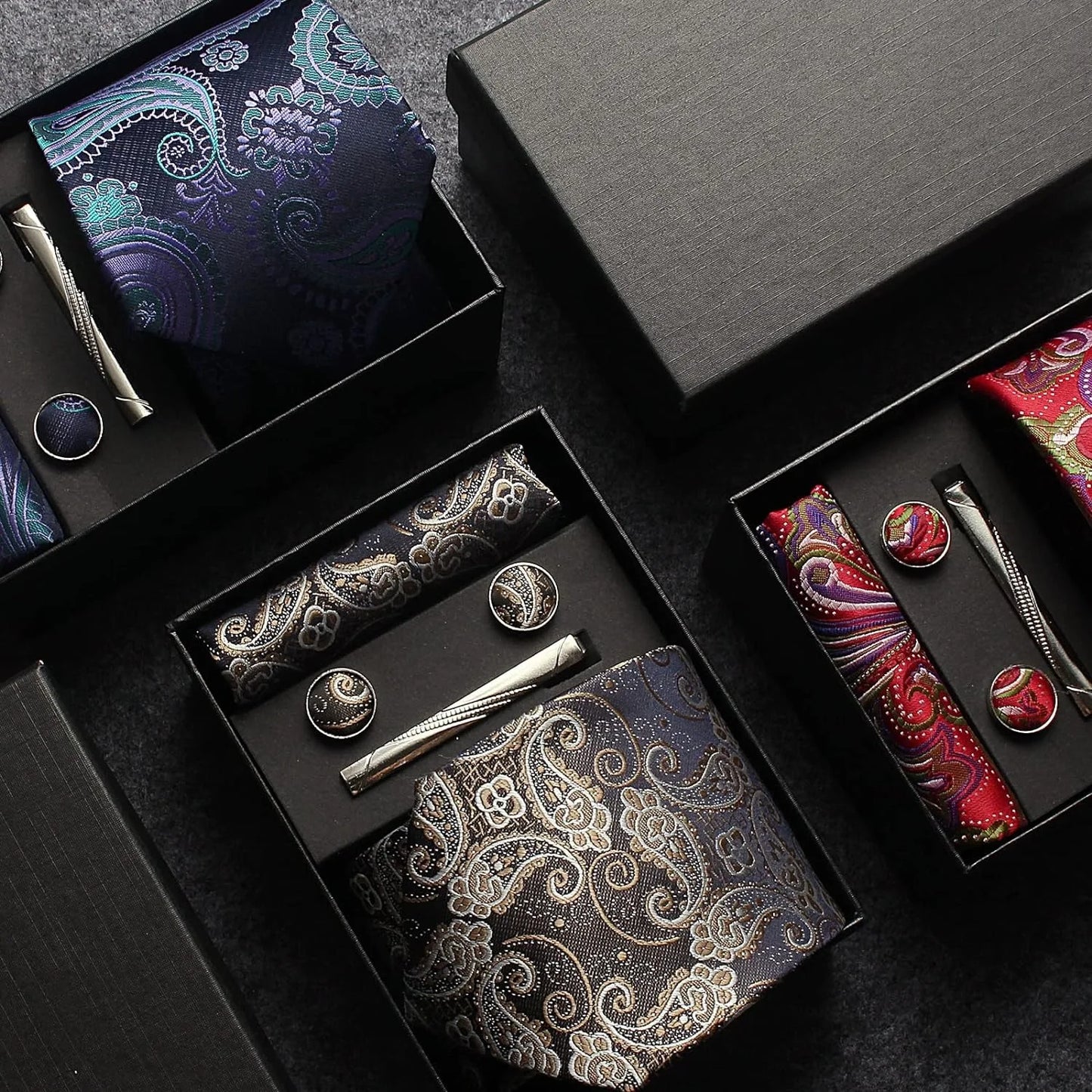 Set de Corbata Nobleza Real Paisley de Seda para Caballero – 5 Piezas