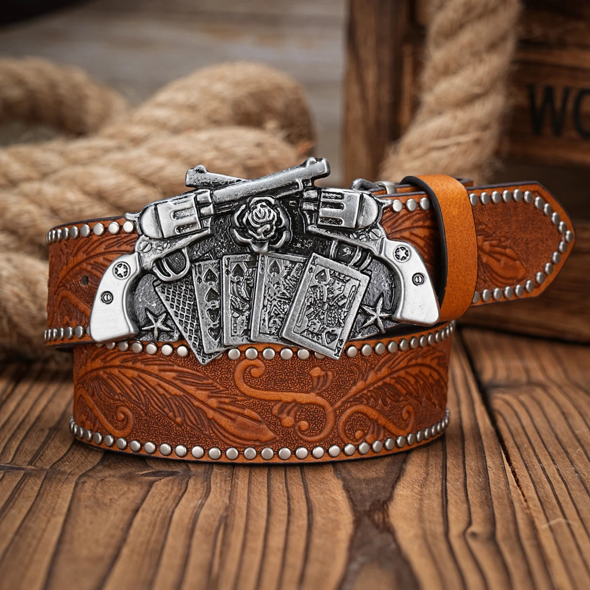 Cinturón Vaquero Retro de Cuero | Estilo Cowboy Western con Hebilla Metálica
