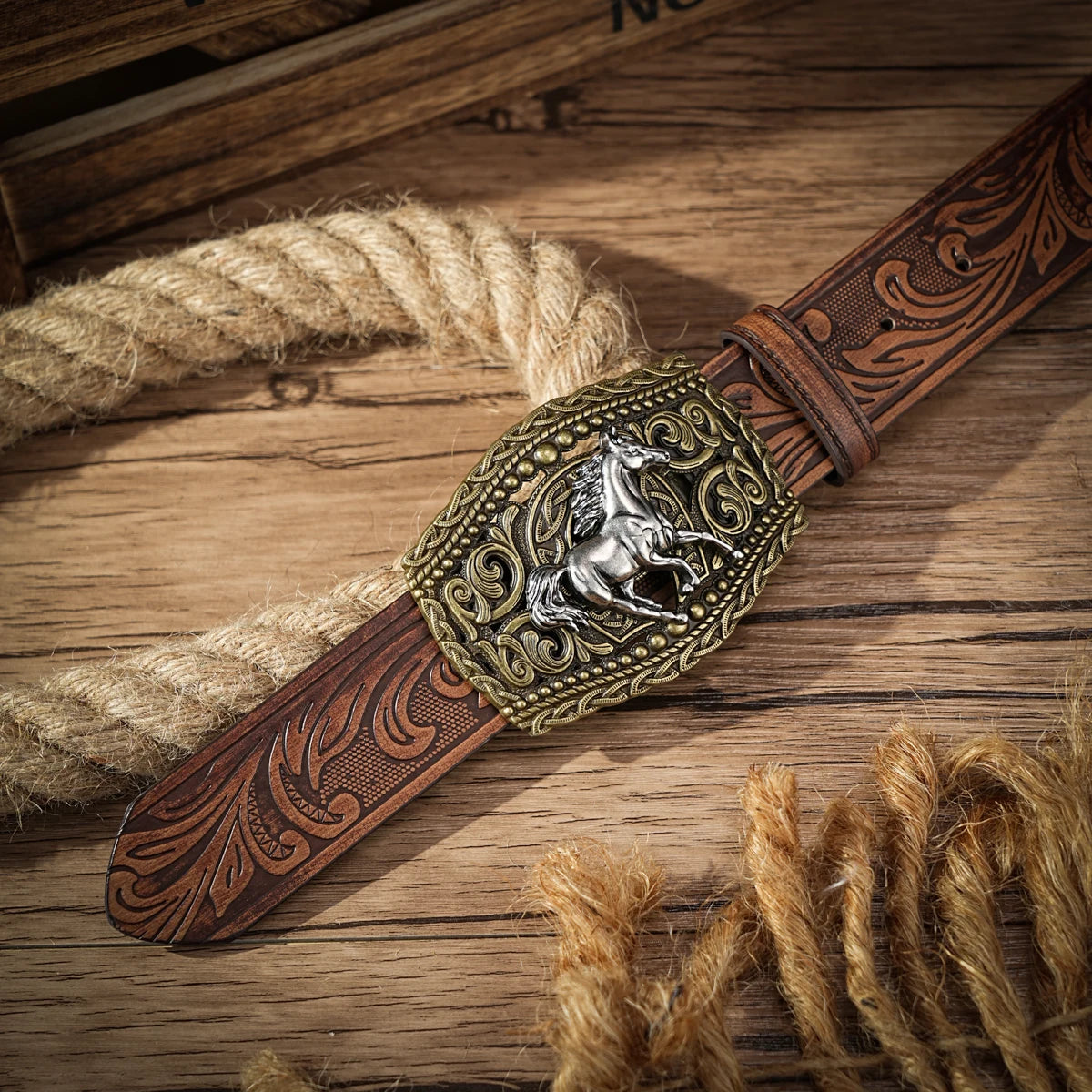 Cinturón Vaquero Retro de Cuero con Hebilla Metálica | Estilo Cowboy Western