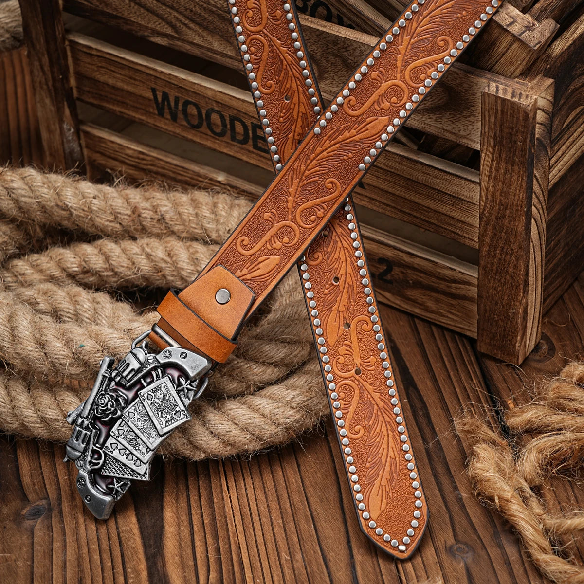 Cinturón Vaquero Retro de Cuero | Estilo Cowboy Western con Hebilla Metálica