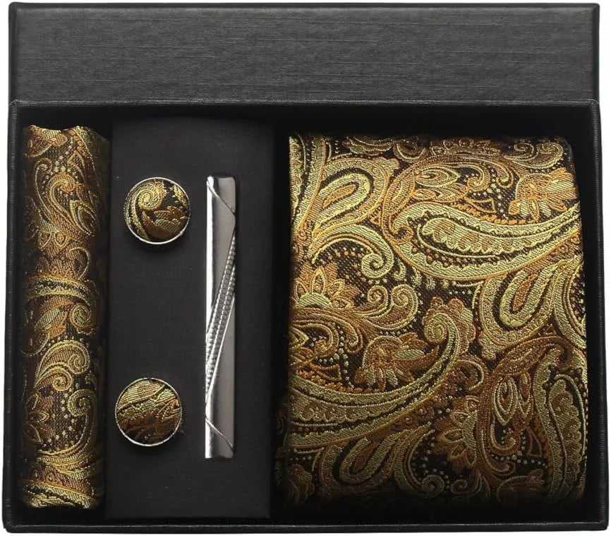 Set de Corbata Nobleza Real Paisley de Seda para Caballero – 5 Piezas