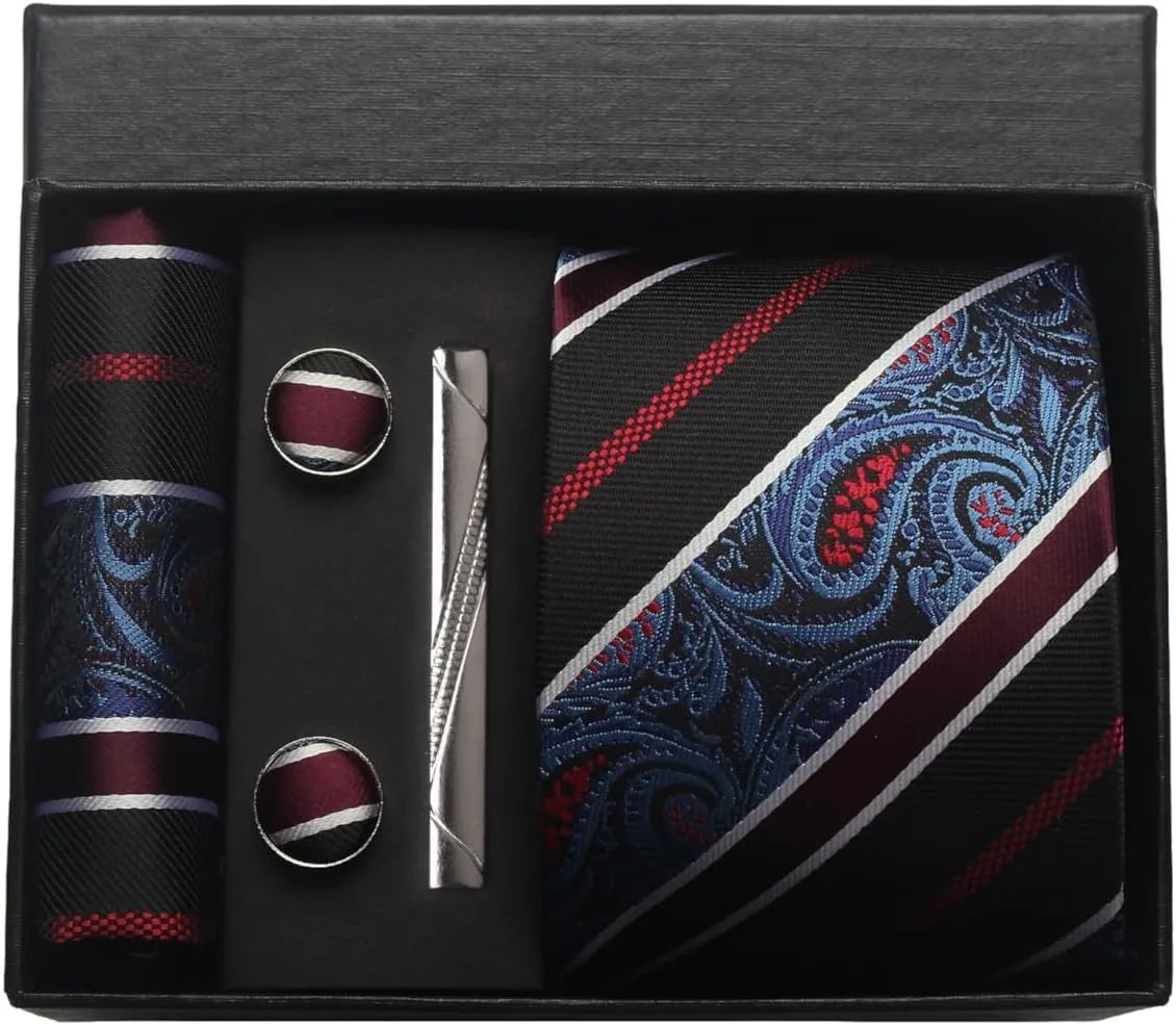 Set de Corbata Nobleza Real Paisley de Seda para Caballero – 5 Piezas