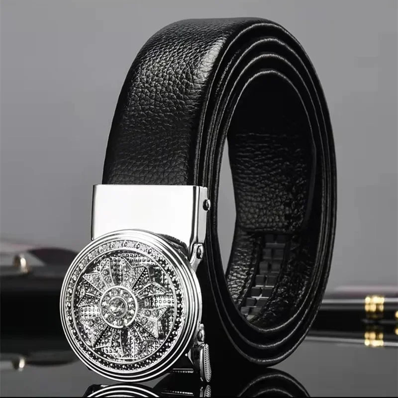 Cinturón Caballero Imperial – Hebilla Automática con Detalles Brillantes
