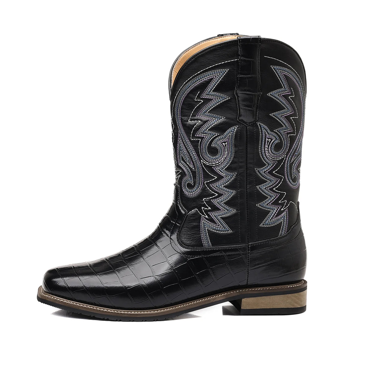 Botas Western Bordadas con Textura de Cocodrilo