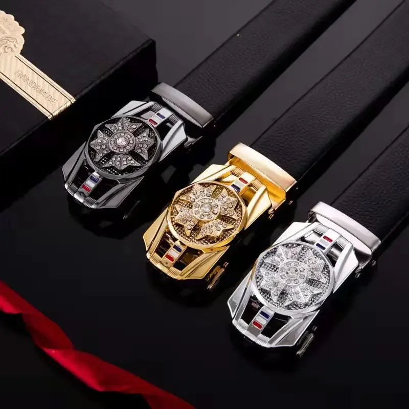 Cinturón Caballero Imperial – Hebilla Automática con Detalles Brillantes