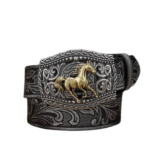 Cinturón Vaquero Retro de Cuero con Hebilla Metálica | Estilo Cowboy Western