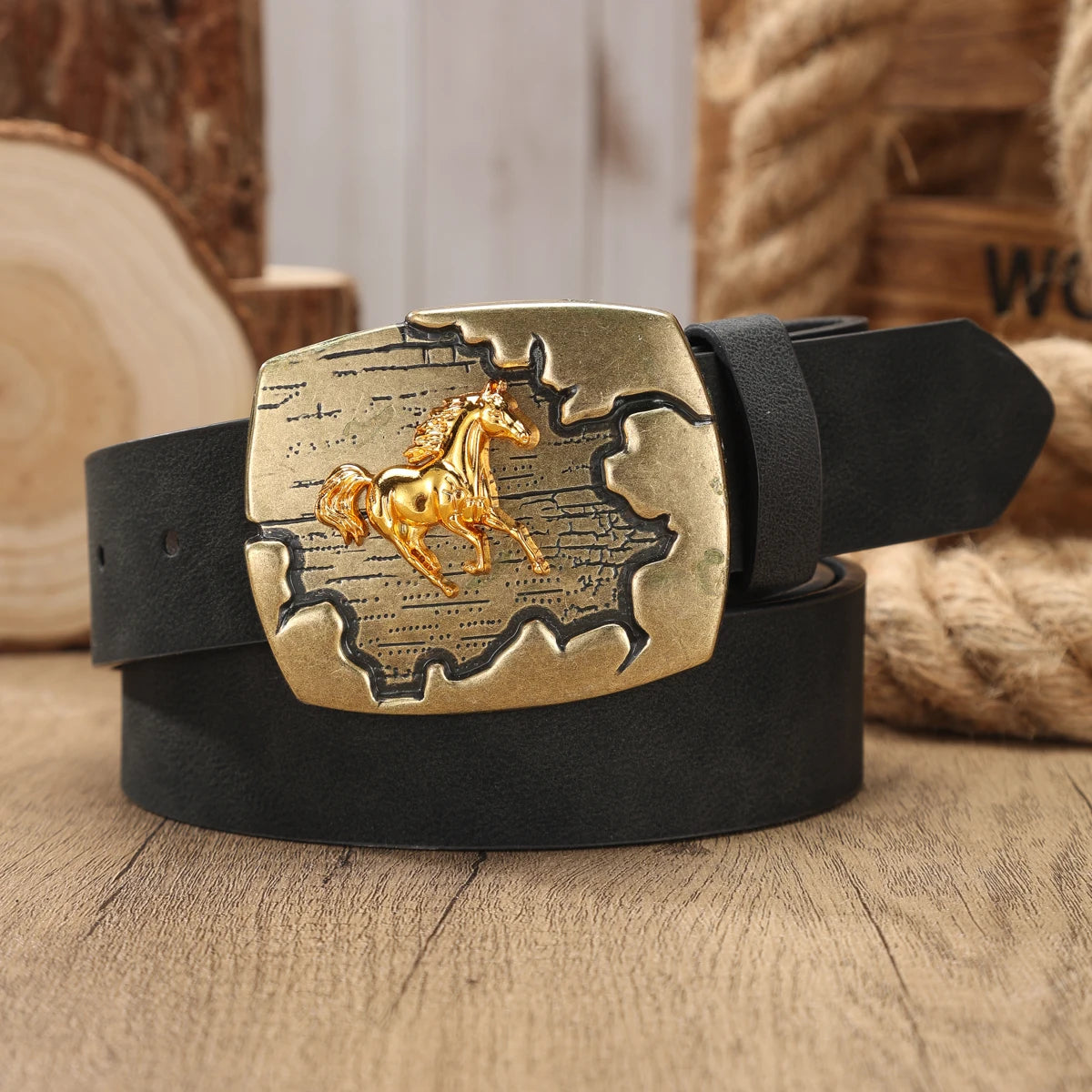 Cinturón Western Denim Retro de PU para Jeans