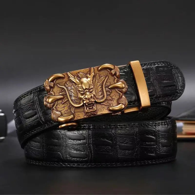 Cinturón Caballero Legendario – Hebilla Automática con Diseño Dragón