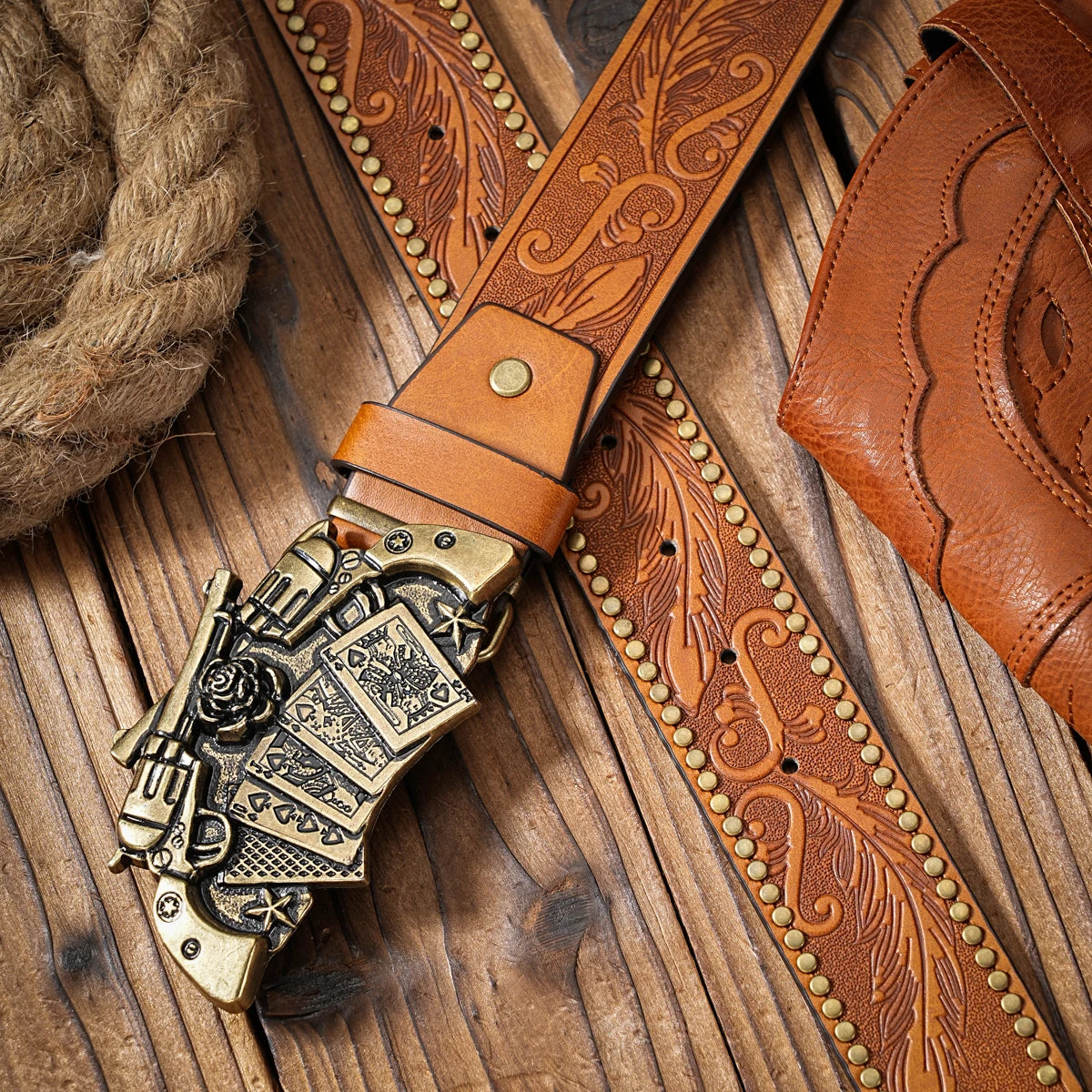 Cinturón Vaquero Retro de Cuero | Estilo Cowboy Western con Hebilla Metálica