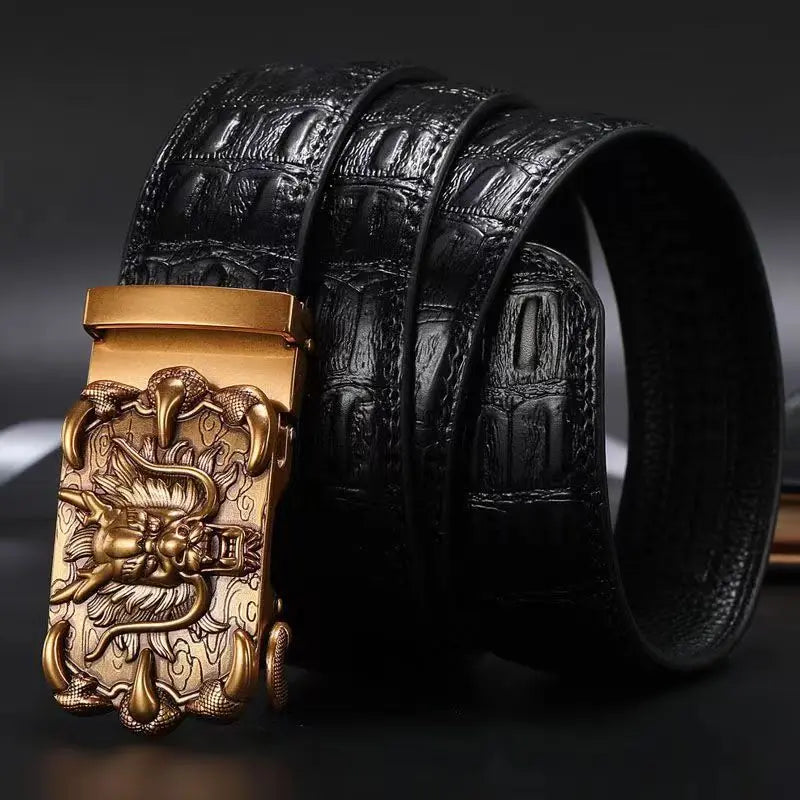 Cinturón Caballero Legendario – Hebilla Automática con Diseño Dragón