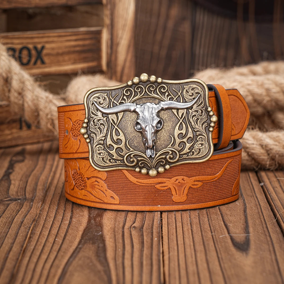Cinturón Ranchero Clásico con Hebilla Metálica | Estilo Western Vintage
