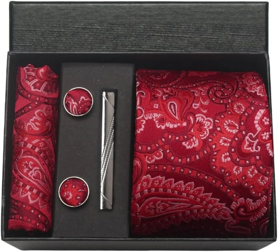 Set de Corbata Nobleza Real Paisley de Seda para Caballero – 5 Piezas