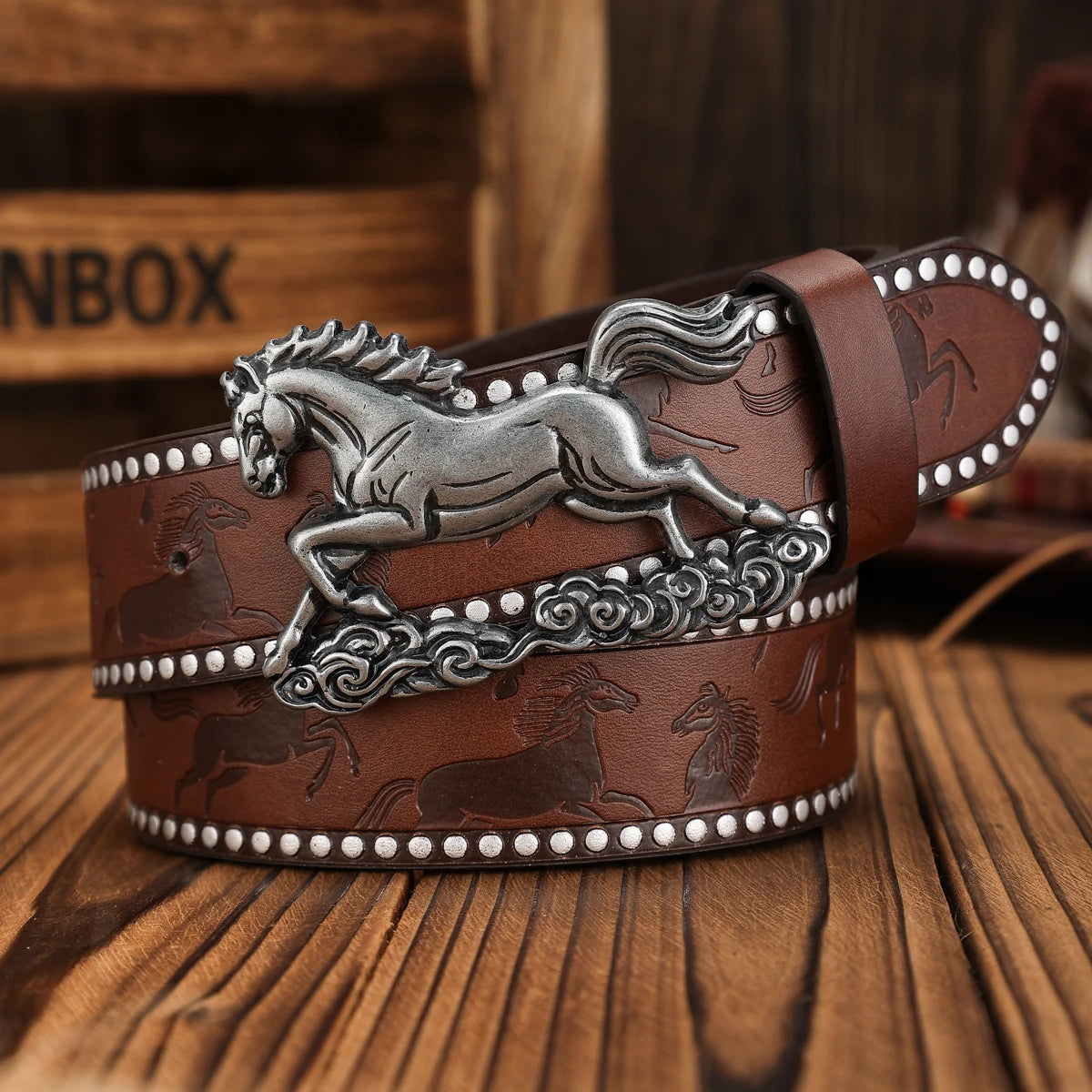 Cinturón Western Hebilla Caballo Retro de PU