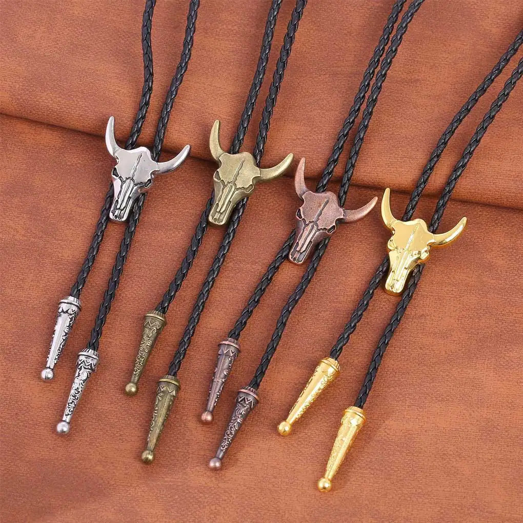 Corbata Vaquera "Oro del Rodeo" Bolo Tie Cowboy con Cabeza de Toro